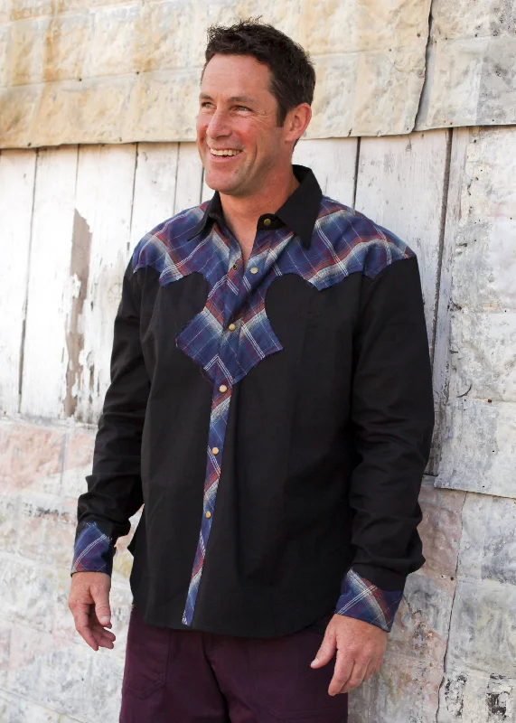 Men's Moisture-Wicking Shirts for All-Day ComfortCowboy Shirt - LAST CHANCE! Black w/Red Blue Plaid Men's Moisture-Wicking Shirts for All-Day ComfortCowboy Shirt - LAST CHANCE! Black w/Red Blue Plaid