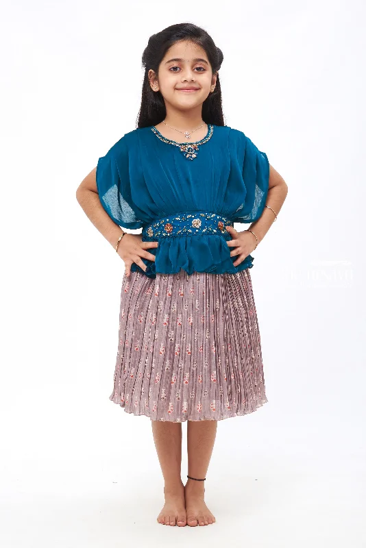 women's mini dressesGirls Green Pearl-Embroidered Chinnon Party Frock with Peplum Design women's mini dressesGirls Green Pearl-Embroidered Chinnon Party Frock with Peplum Design