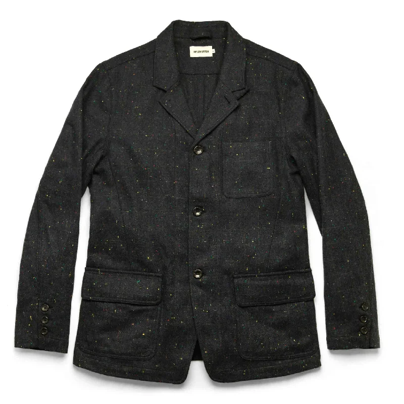 Men's Coats with Tactical FeaturesThe Gibson Jacket in Navy Windowpane Donegal