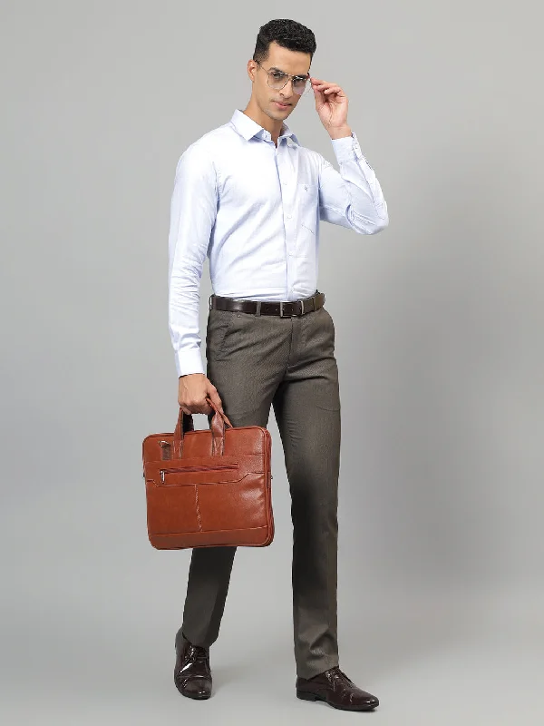Men's Pants with Ripped and Distressed DetailsMen's Khaki Self-Design Non-Pleated Formal Trouser
