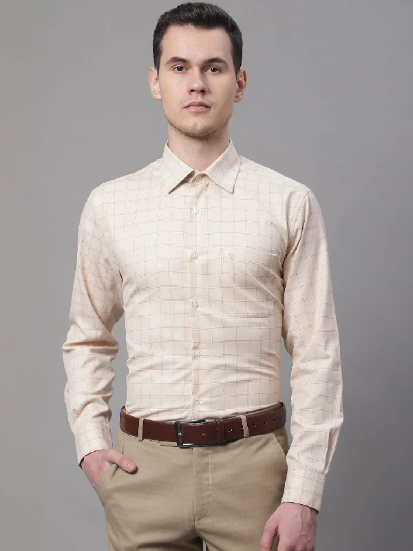 Men's Layering Shirts for Seasonal TransitionsMen's Fawn Formal Medium Checks Full Sleeve Shirt Men's Layering Shirts for Seasonal TransitionsMen's Fawn Formal Medium Checks Full Sleeve Shirt