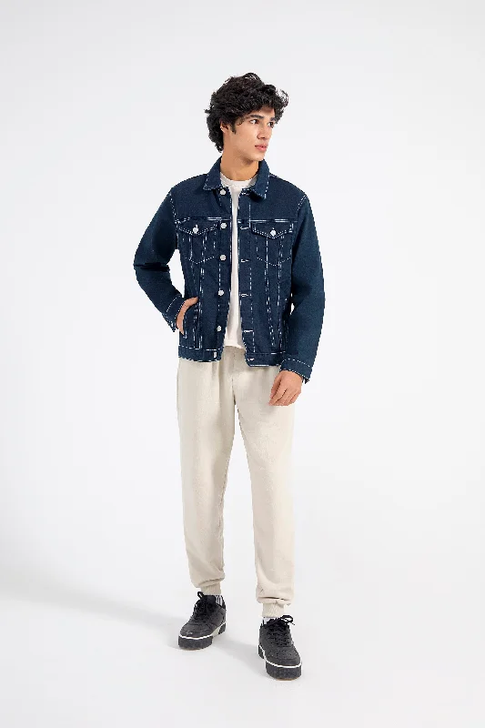 Men's Coats with Fur TrimRegular Fit Trucker with Contrast Detail