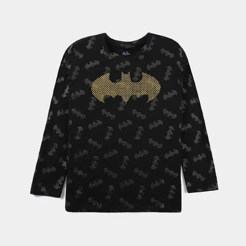 Men's Shirts with Checkered PatternsBoys China Fabric T-Shirt F/S Batman-BLACK