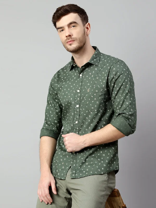 Men's Essential Dress Shirts for Everyday WearMen's Olive Green Casual Floral Print Full Sleeve Shirt Men's Essential Dress Shirts for Everyday WearMen's Olive Green Casual Floral Print Full Sleeve Shirt