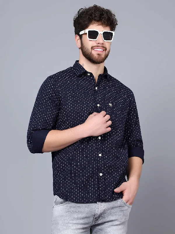 Men's Striped Long-Sleeve Shirts for a Maritime FeelMen's Navy Blue Casual Ditsy Print Full Sleeve Shirt Men's Striped Long-Sleeve Shirts for a Maritime FeelMen's Navy Blue Casual Ditsy Print Full Sleeve Shirt