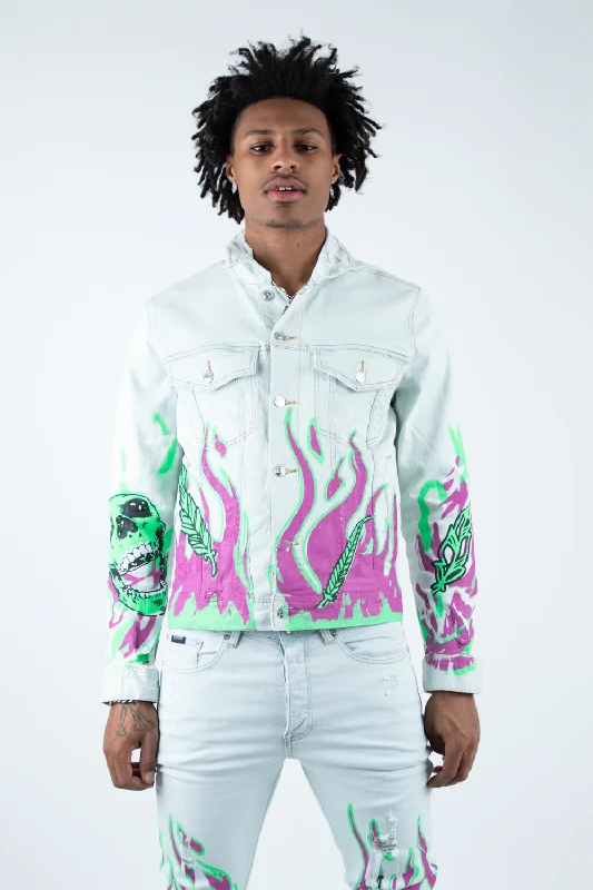 Flexible Men's JeansDRAKE PRINTED DENIM JACKET LIGHT