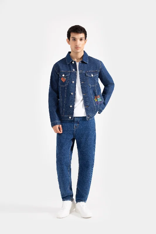 Men's Coats with Contrast StitchingPower Denim Trucker Jacket