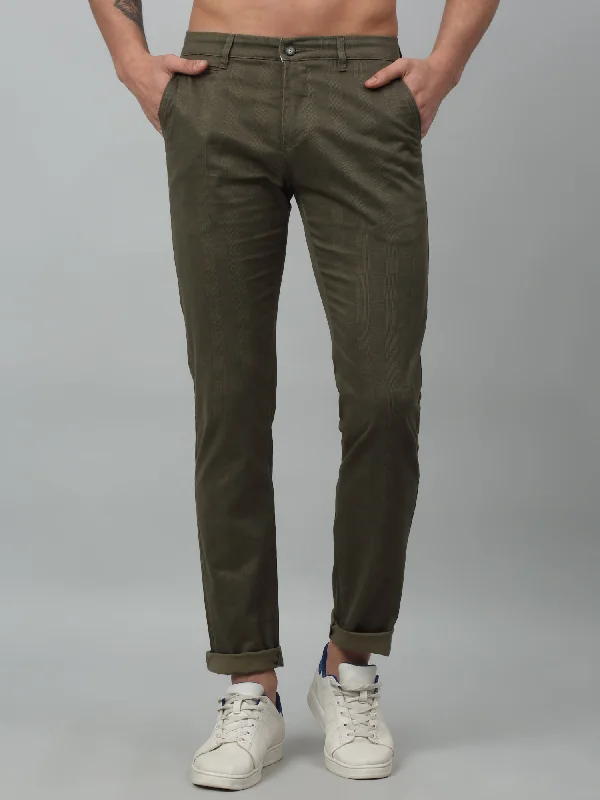 Men's Bike Shorts for CyclingMen's Casual Flat front Olive Checks Trousers