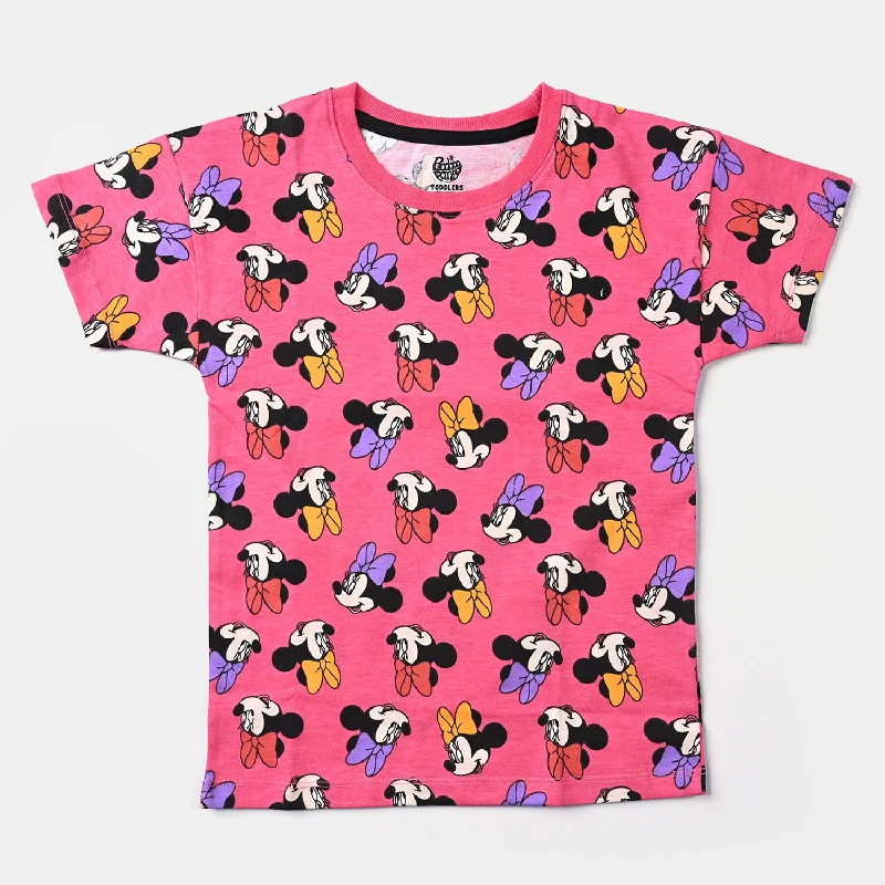 Men's Shirts with Full PlacketsGirls Cotton Jersey T-Shirt Printed-Pink