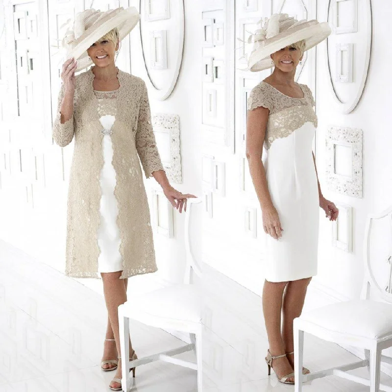 Knit DressChampagne Mother Of The Bride Dresses With Jacket