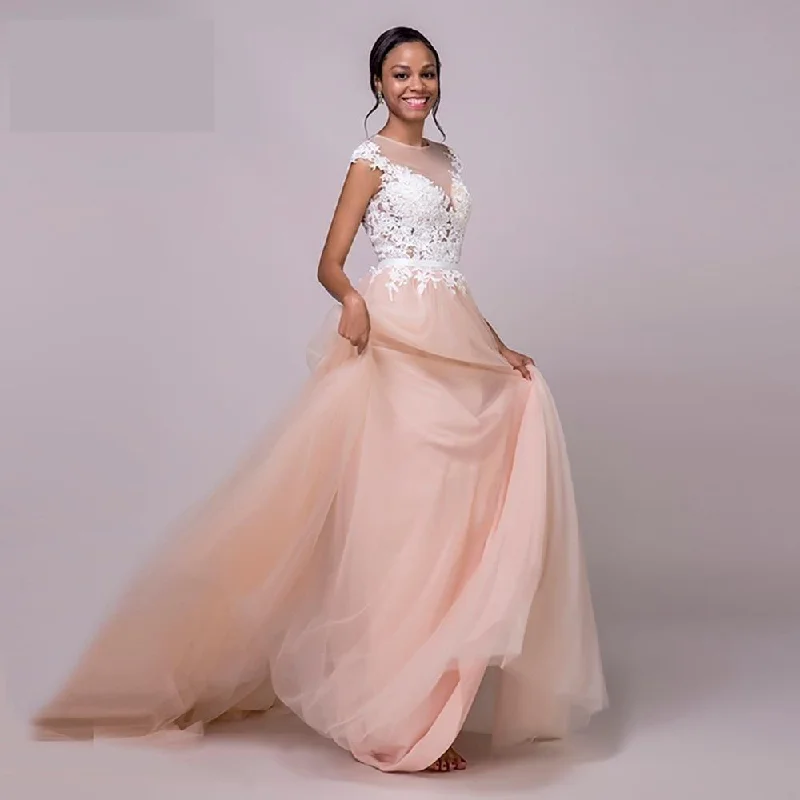 Jersey DressCap-sleeves Romantic Evening Dress