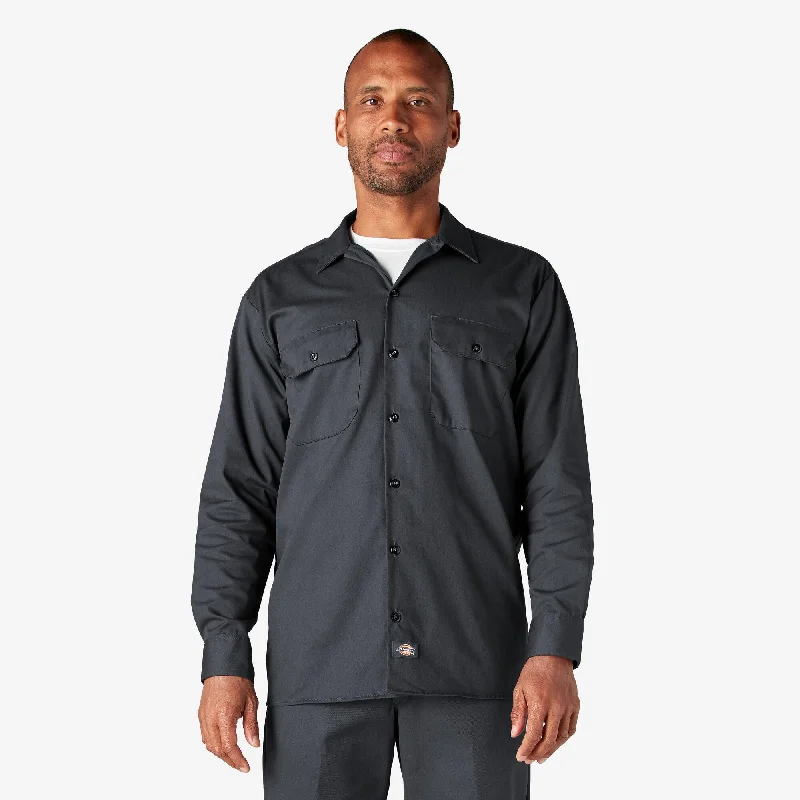 Men's Geometric Print Shirts for a Modern TwistLong Sleeve Work Shirt, Charcoal Gray Men's Geometric Print Shirts for a Modern TwistLong Sleeve Work Shirt, Charcoal Gray