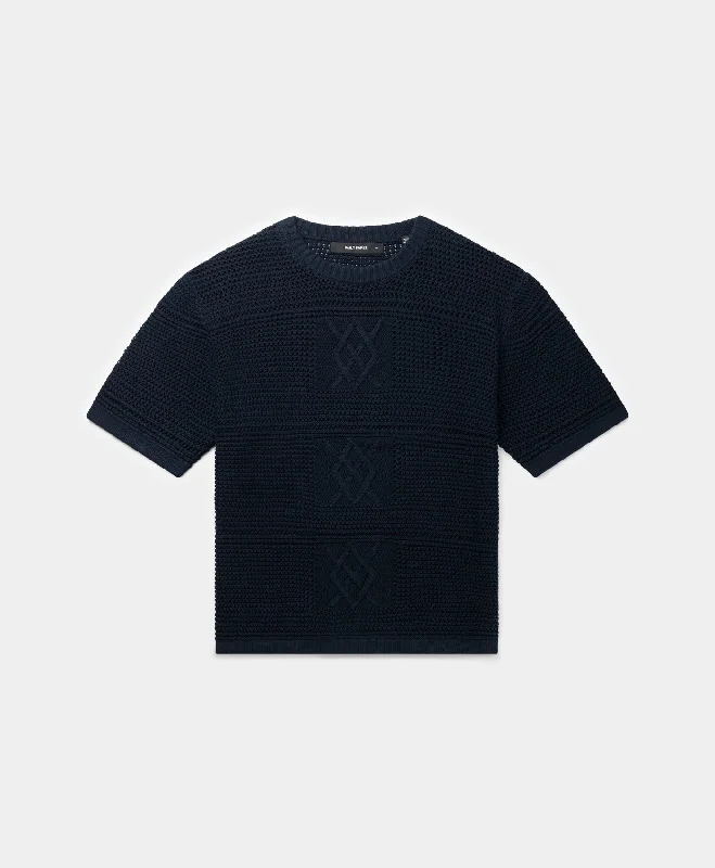 Casual Men's T-ShirtsMaritime Blue Crochet T-Shirt