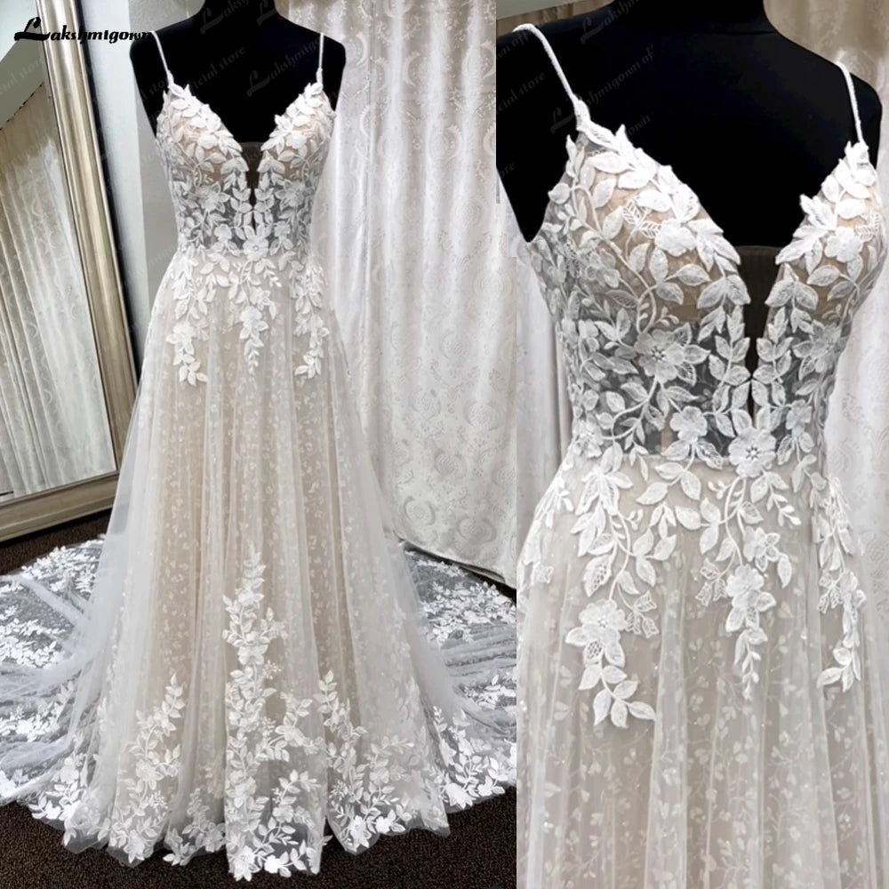 Nursing DressRoycebridal Deep V Neck Lace Floral Wedding Dress for Women 2024 Bridal Gown Champagne Backless Spaghetti Straps abito da sposa Nursing DressRoycebridal Deep V Neck Lace Floral Wedding Dress for Women 2024 Bridal Gown Champagne Backless Spaghetti Straps abito da sposa