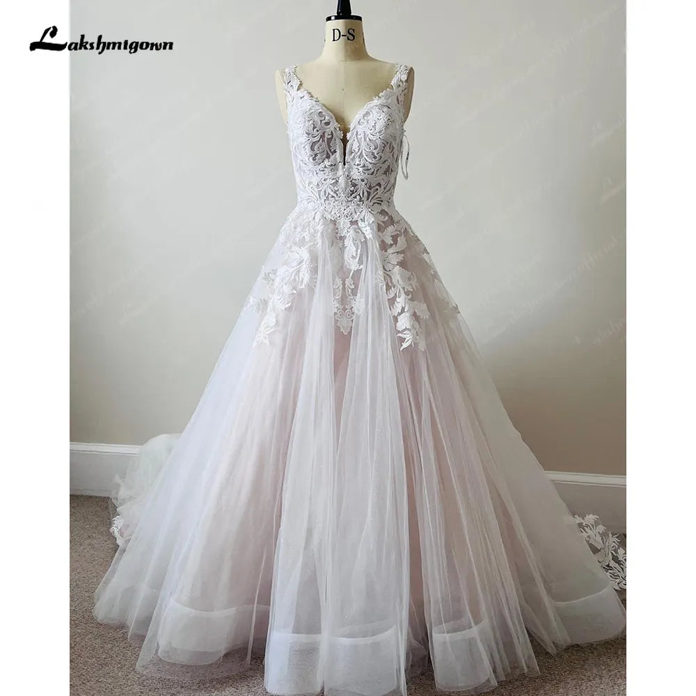 Flutter-Sleeve DressLuxury Blush Pink Lace Wedding Dresses For Church 2025 Open Back Sexy Bridal Boho A Line Wedding Dresses Long Train Roycebridal Flutter-Sleeve DressLuxury Blush Pink Lace Wedding Dresses For Church 2025 Open Back Sexy Bridal Boho A Line Wedding Dresses Long Train Roycebridal