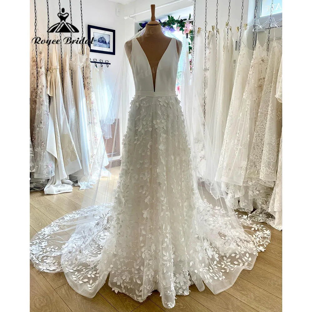 women's handmade dressesPlunging Lace Floral Deep V Neck Lace Boho Wedding Gown for Women 2024 Garden Wedding Dress for Bride Backless vestido de noiva women's handmade dressesPlunging Lace Floral Deep V Neck Lace Boho Wedding Gown for Women 2024 Garden Wedding Dress for Bride Backless vestido de noiva
