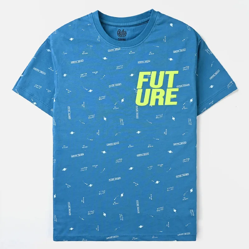 Men's Shirts with Drawstring WaistbandsBoys Cotton Jersey T-Shirt H/S Future-Fjord Blue
