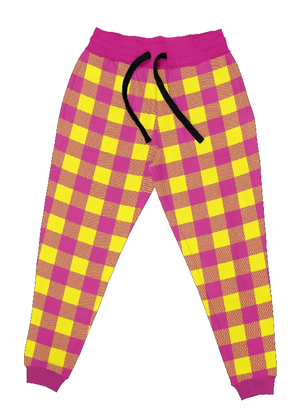 Men's Bootcut Jeans for a Flattering ShapeNeon Yellow & Pink Plaid Unisex Joggers