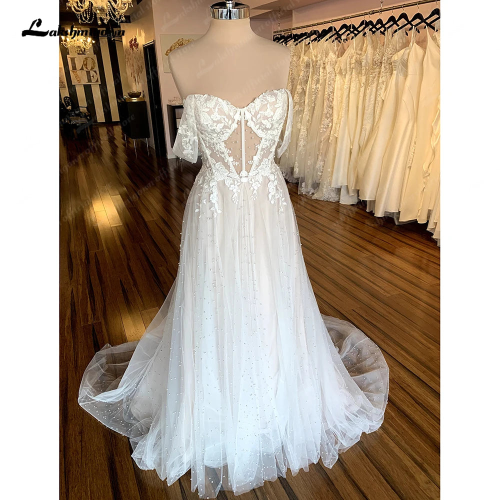 women's sustainable dressesLakshmigow Boho Wedding Gowns Champagne Off the Shoulder Vintage Lace Pearls Beaded Beach Bridal Dresses Vestido de novia women's sustainable dressesLakshmigow Boho Wedding Gowns Champagne Off the Shoulder Vintage Lace Pearls Beaded Beach Bridal Dresses Vestido de novia