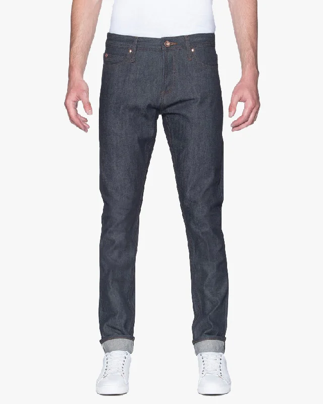 Leather Patch Embellished Men's JeansUnbranded UB401 Tight Fit Mens Jeans - 14.5oz Indigo Selvedge Leather Patch Embellished Men's JeansUnbranded UB401 Tight Fit Mens Jeans - 14.5oz Indigo Selvedge