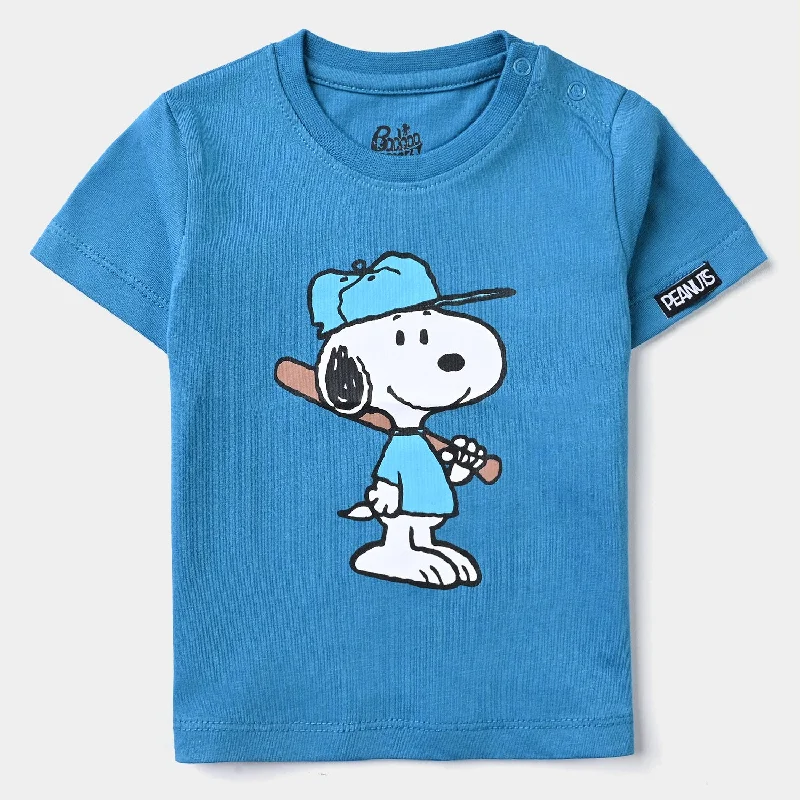 Men's Shirts with Single-Breasted DesignsInfant Boys Cotton Jersey Round Neck T-Shirt-Fjord Blue Men's Shirts with Single-Breasted DesignsInfant Boys Cotton Jersey Round Neck T-Shirt-Fjord Blue