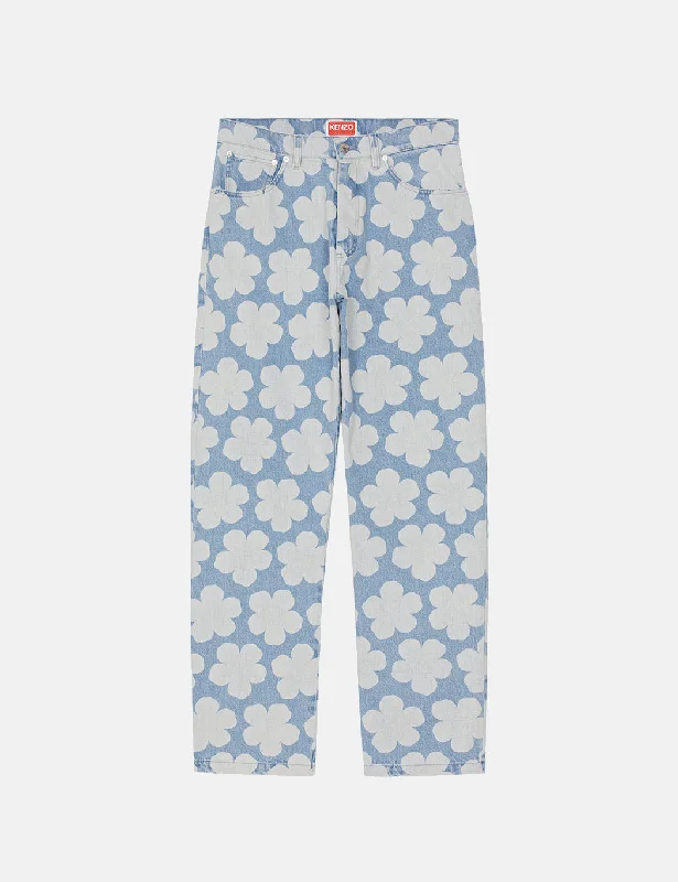 Stylish Men's JeansKenzo Printed Jeans (Loose) - Sky Blue