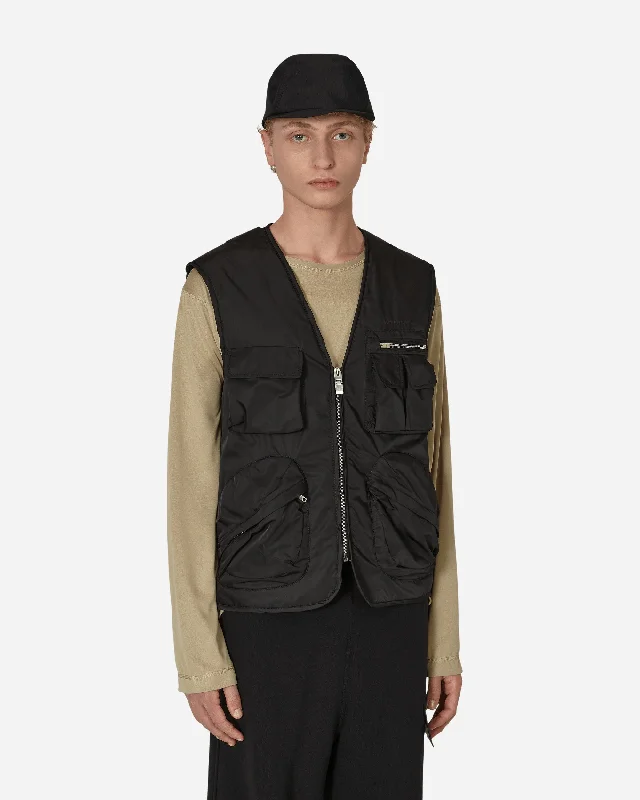 Men's Coats with Military InfluenceMultipockets Nylon Vest Black