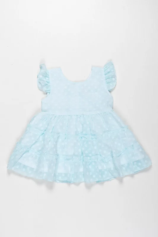 Embellished DressIce Blue Angelic Polka Dot Tulle Frock for Baby Girls - Dreamy Party Outfit Embellished DressIce Blue Angelic Polka Dot Tulle Frock for Baby Girls - Dreamy Party Outfit