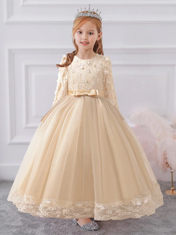 women's sustainable dressesBall Gown Scoop Long Sleeves Flower Girl Dresses with Lace women's sustainable dressesBall Gown Scoop Long Sleeves Flower Girl Dresses with Lace