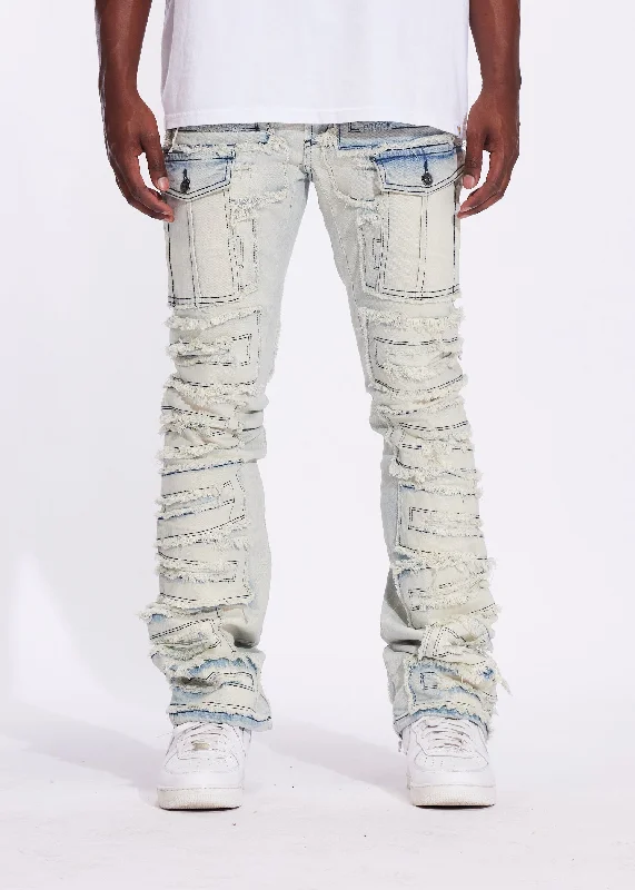 Men's Jeans with a Distressed LookFray Cargo Flare Denim (Vintage Acid)