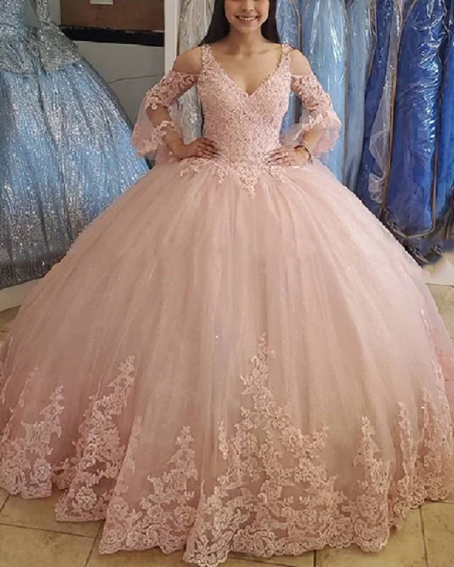 Short-Sleeve DressVintage Lace Pink Ball Gown Brithday Dress for Sweet 16/15 Girls Quinceanera Dresses with Long Sleeves Short-Sleeve DressVintage Lace Pink Ball Gown Brithday Dress for Sweet 16/15 Girls Quinceanera Dresses with Long Sleeves