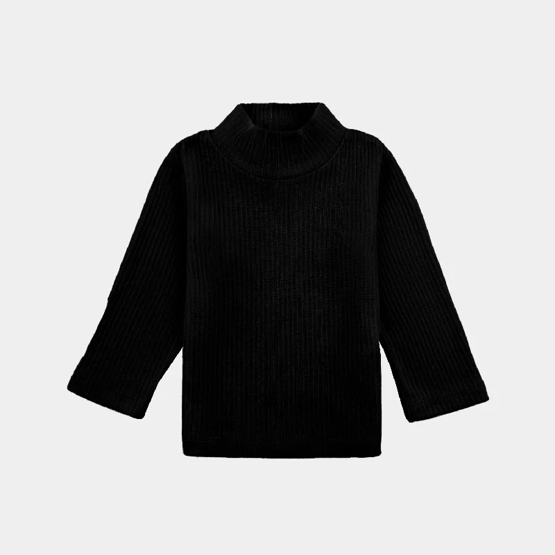 Men's Shirts with French CuffsKids Unisex Turtle Neck T-Shirt-BLACK