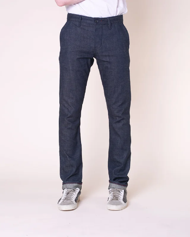 Leather Patch Embellished Men's JeansJones | Raw Selvage, Trouser Pocket