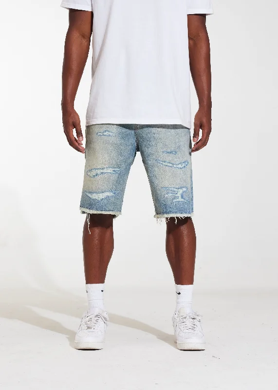 Modern Ripped and Distressed Men's JeansAtlantic Denim Shorts (Stone Distress)