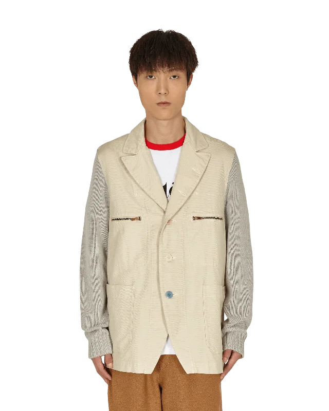 Men's Coats with Adjustable SleevesCotton Blazer White