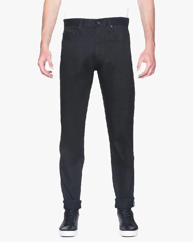 Men's Jeans with a Distressed LookUnbranded UB644 Relaxed Tapered Mens Jeans - 11oz Solid Black Stretch Selvedge Men's Jeans with a Distressed LookUnbranded UB644 Relaxed Tapered Mens Jeans - 11oz Solid Black Stretch Selvedge