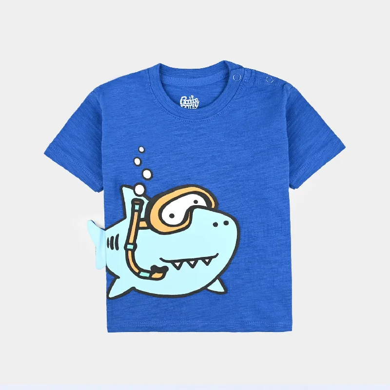 Men's Shirts with Patchwork SleevesInfant Boys Cotton Jersey T-Shirt Shark-Blue