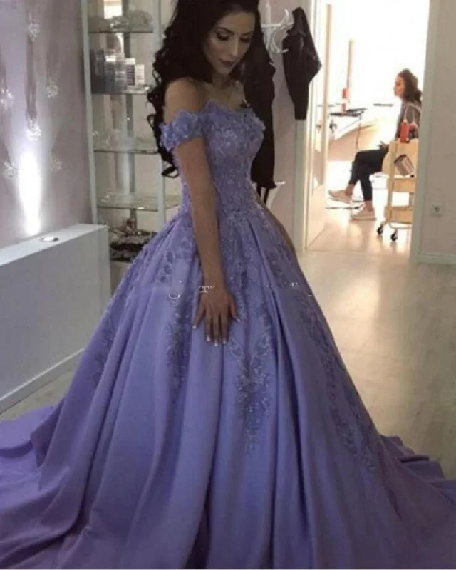 Trumpet DressOff the Shoulder Lavender Ball gown Girls Sweet 15 Dresses for Quinceanera Gown PL3210