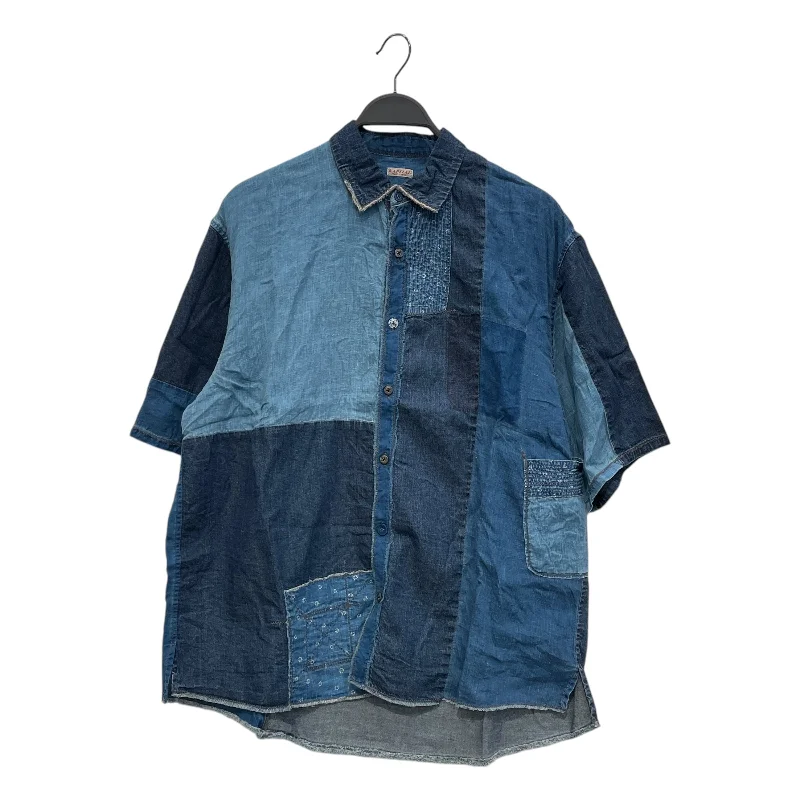 Men's Jeans with Elastic WaistbandsKAPITAL/Katmandu Patchwork Denim Button Up Shirt/XL Men's Jeans with Elastic WaistbandsKAPITAL/Katmandu Patchwork Denim Button Up Shirt/XL