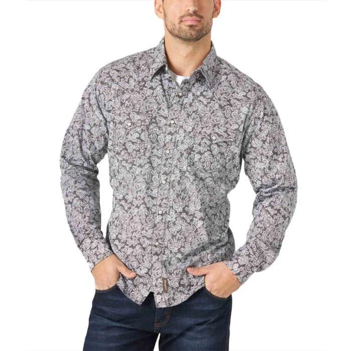 Men's Scoop Neck T-Shirts for a Relaxed FeelRetro Premium Long Sleeve Print Shirt - Charcoal Paisley Men's Scoop Neck T-Shirts for a Relaxed FeelRetro Premium Long Sleeve Print Shirt - Charcoal Paisley