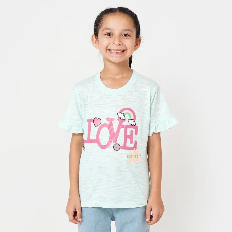 Men's Shirts with Hidden PocketsGirls T-Shirt Love - Light Blue