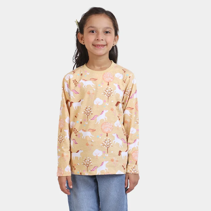 Warm Men's Fleece-Lined TopsGirls Cotton T-Shirt F/S Character-Light Beige