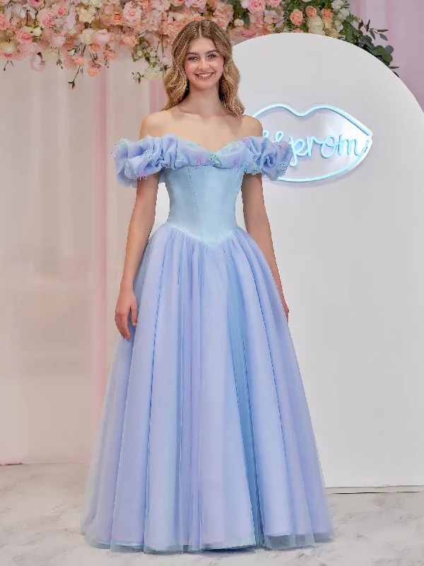 women's glam dressesIsabel | Cinderella Blue Tulle Off the Shoulder With Crystals & Butterflies Ball Gown women's glam dressesIsabel | Cinderella Blue Tulle Off the Shoulder With Crystals & Butterflies Ball Gown