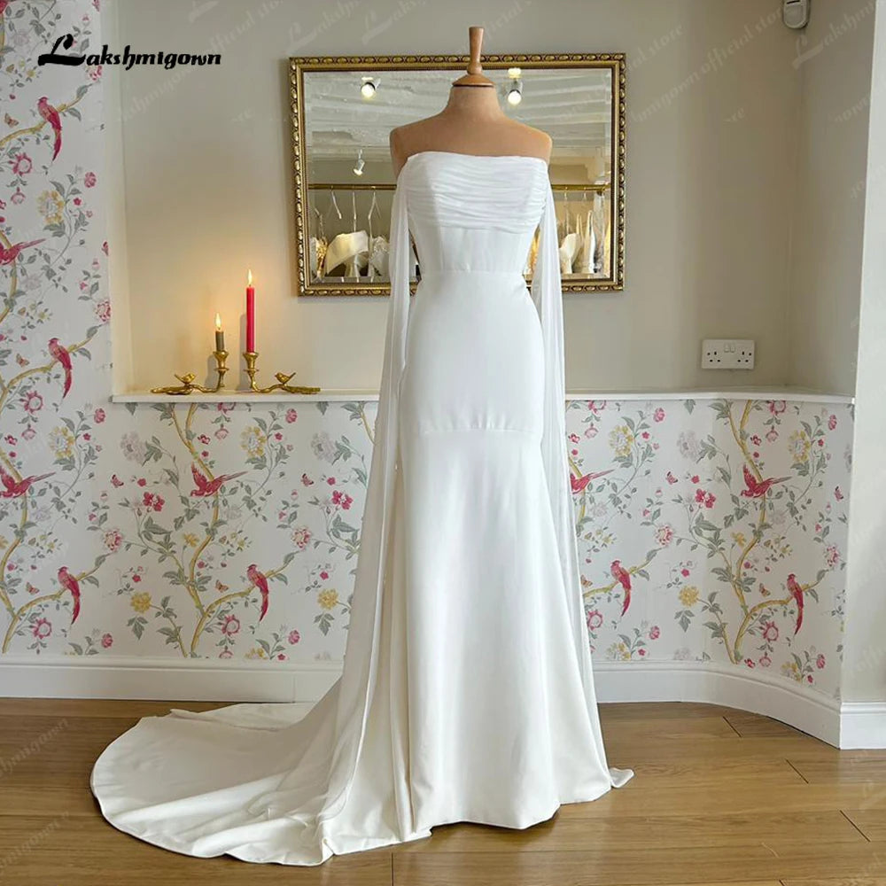 women's sleeveless dressesRoycebridal Detachable Off Shoulder Sleeves Stretch Crepe Mermaid Plus Size Wedding Dresses Elegant Ruched Bridal Gowns women's sleeveless dressesRoycebridal Detachable Off Shoulder Sleeves Stretch Crepe Mermaid Plus Size Wedding Dresses Elegant Ruched Bridal Gowns