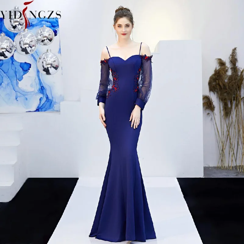 Floral DressBackless Appliques Beaded Long Evening Strap Sexy Dress