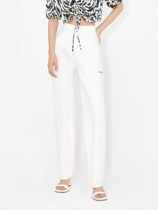 Oversized Men's JeansStraight Ripped Jeans in Cotton
