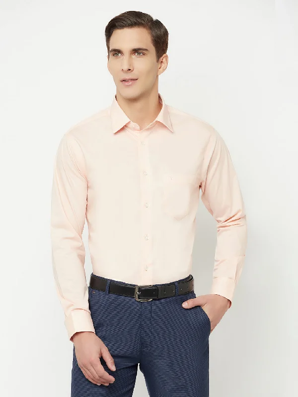 Men's Fishing Shirts for Water SportsMen's Peach Formal Plain Full Sleeve Shirt