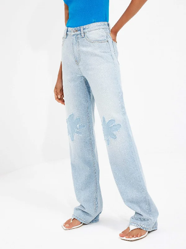 Elegant Straight-Leg Men's JeansFloral Pattern Straight Jeans