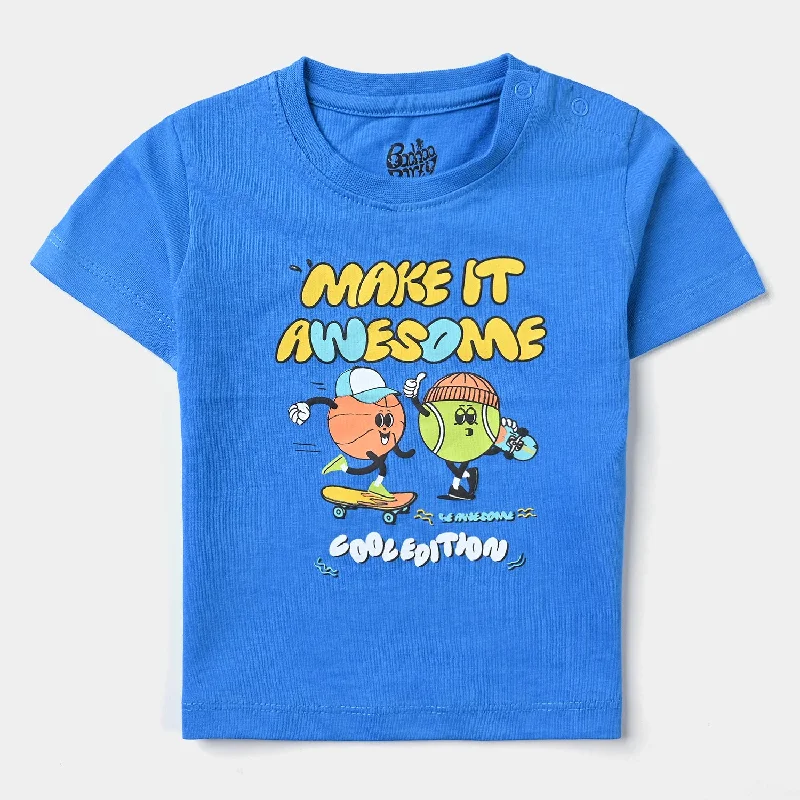 Men's Shirts with Drawstring WaistbandsInfant Boys Cotton Jersey Round Neck T-Shirt Make It Awesome-B.Blue Men's Shirts with Drawstring WaistbandsInfant Boys Cotton Jersey Round Neck T-Shirt Make It Awesome-B.Blue