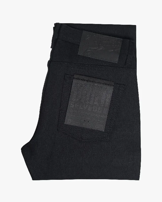 Casual Men's JeansNaked & Famous Denim Weird Guy Regular Tapered Mens Jeans - Solid Black Selvedge